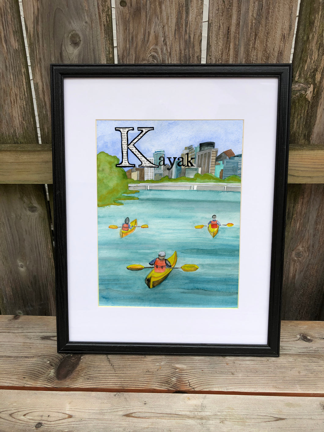 K is for Kayak - Original Framed Painting