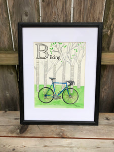 B is for Biking - Original Framed Painting