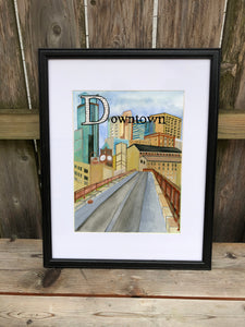 D is for Downtown - Original Framed Painting