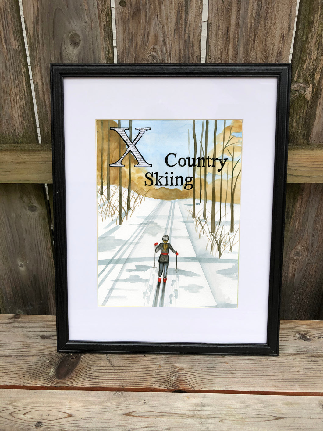 X is for X-Country Skiing - Original Framed Painting