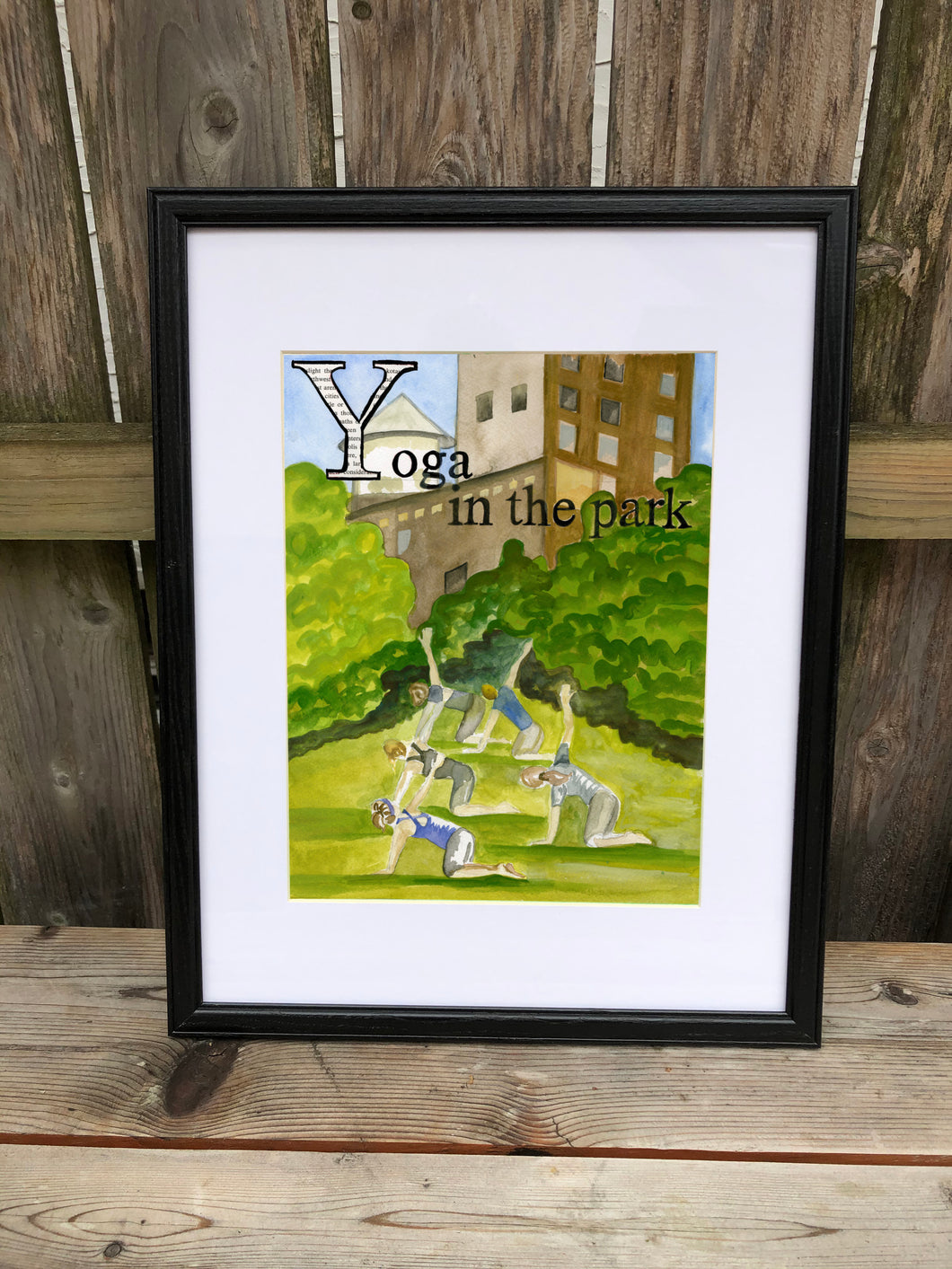 Y is for Yoga in the Park - Original Framed Painting